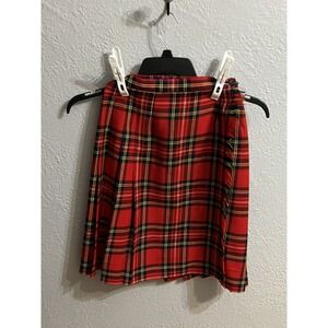 Vintage Windsor Sportswear Of Boston‎ Wool Plaid Pleated Skirt Waist 25 Inches